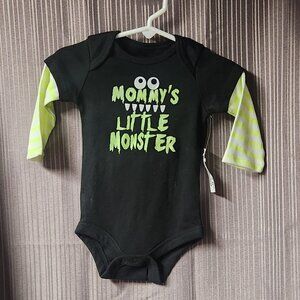 Fall Baby 3-6 Month Long Sleeve "Mommy's Little Monster" Bodysuit
